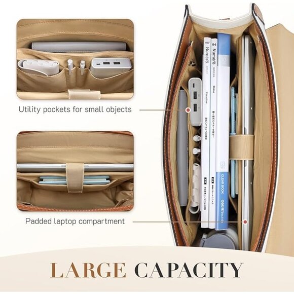 Missine Womens Professional Canvas Laptop Messenger Tote Work Travel Bag - Picture 3 of 8